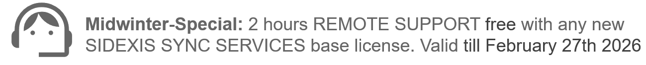 Midwinter-Special: 2 hours REMOTE SUPPORT free with any new SIDEXIS SYNC SERVICES base license. Valid till February 27th 2026